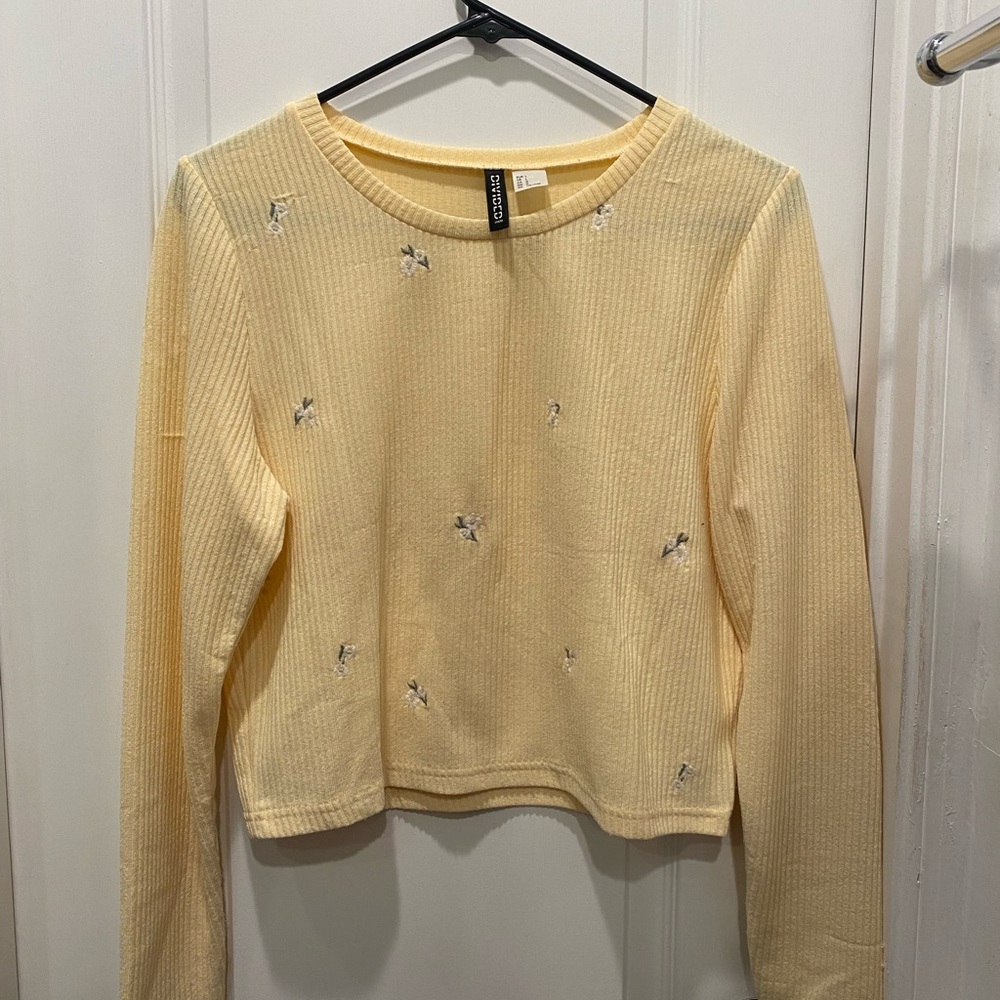 H&M Yellow Long Sleeve Top with Floral Touches